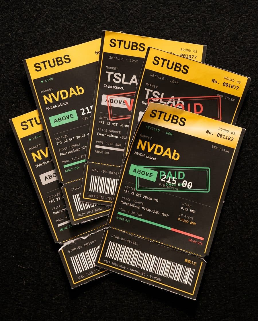 A pile of STUBS tickets, some stamped VOID, one stamped PAID